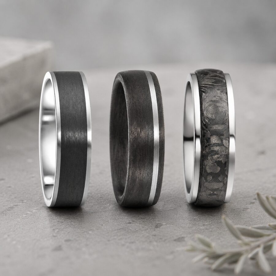 Carbon wedding bands