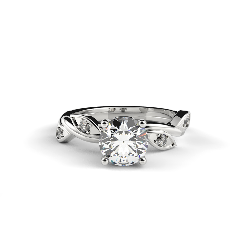 Floral Leaves & Vine Diamond Ring with Side Diamonds - Tailored Jewel ...