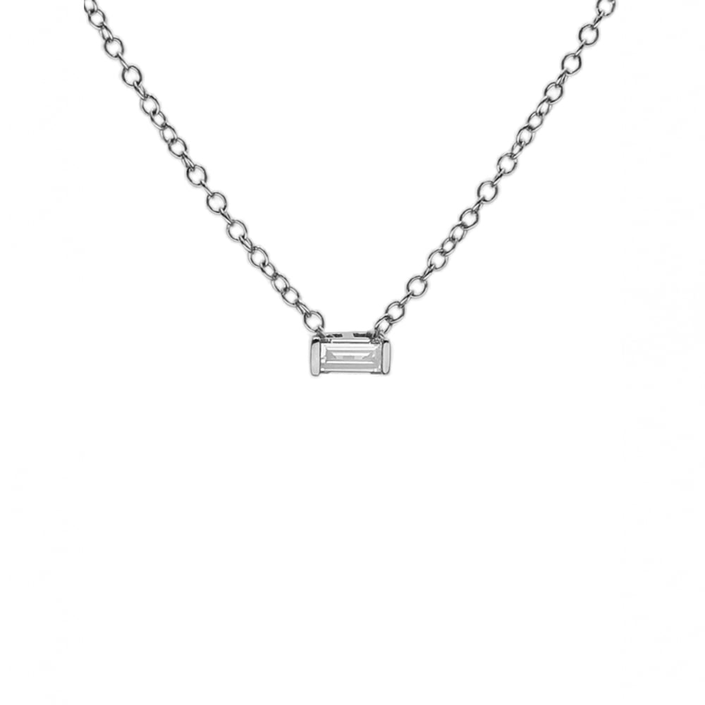 Baguette Lab Grown Diamond Necklace in White Gold