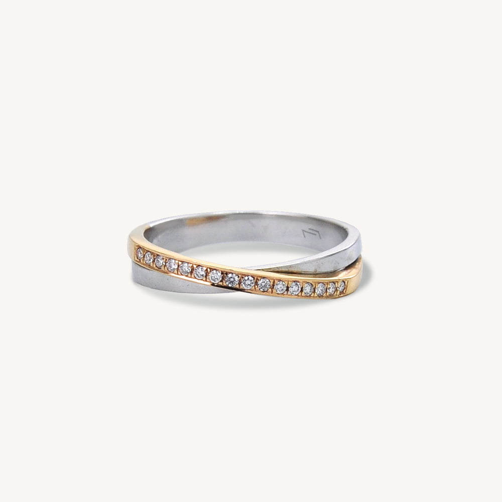 DualTone Gold Intertwined Micro-Pave Ring