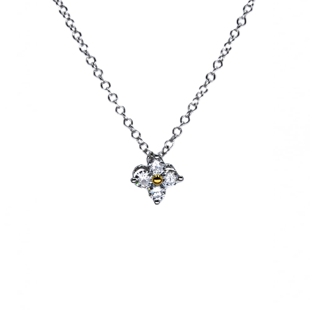 Four Petal Lab Grown Diamond Necklace in Gold