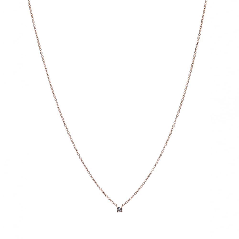 Four Prongs Lab Grown Diamond Necklace in Rose Gold