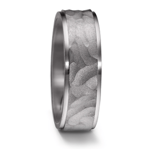 Tantalum Textured Ring+ Refined Sleek Edge Pave Ring
