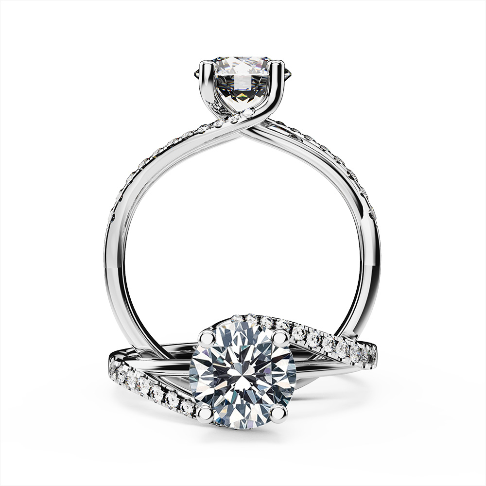 Double Twisted Side Diamond Engagement Ring