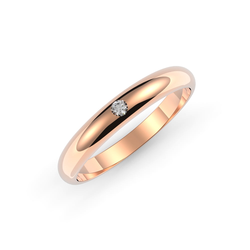 Gold band ring with sale single diamond