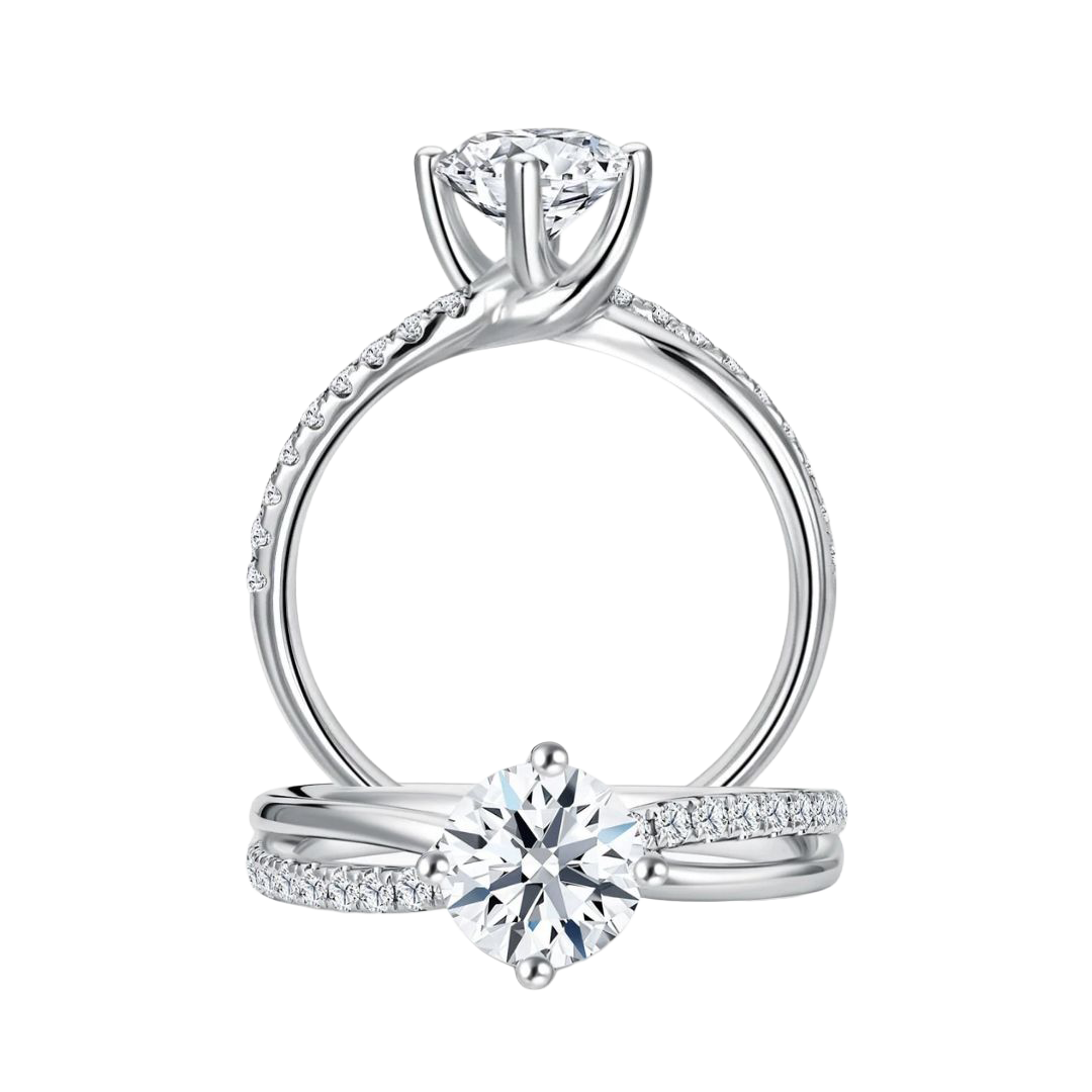 Eterna Twist Diamond Ring with Side Diamonds